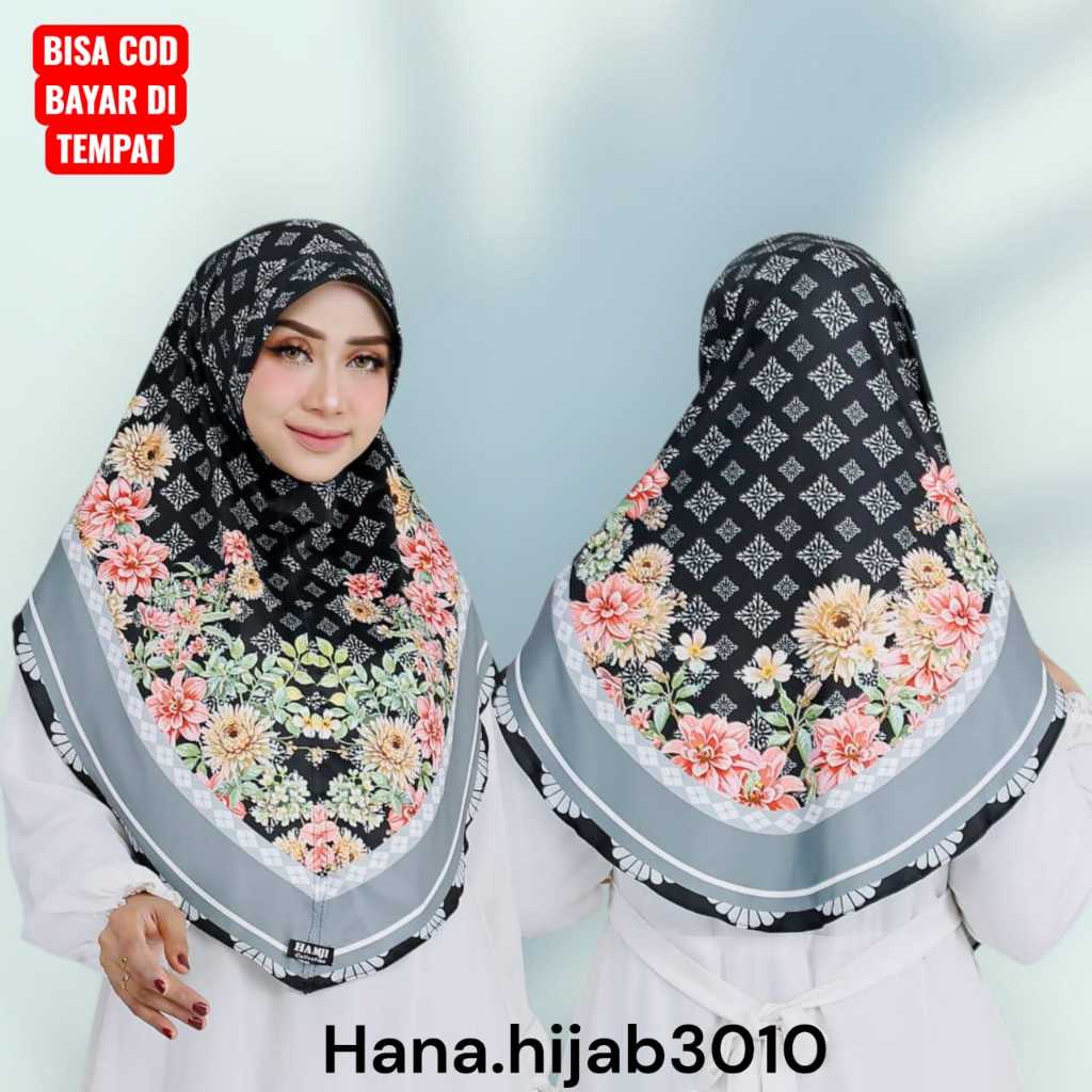 HANA.HIJAB3010 ผ้าโพกศีรษะฮิญาบ. BERGO pet floral motif JERSEY การพิมพ์ระเหิด