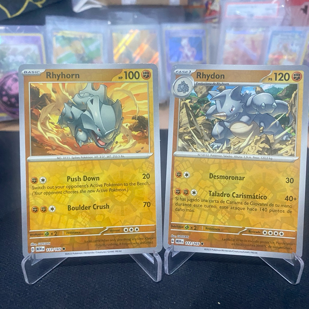 Evoline Rhyhon Set • Rhydon 111/1312/165 Reverse Holo TCG Pokemon 151 ENG