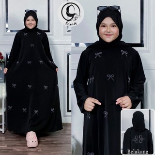 Gamis abaya pita anak perempuan khusus hitam swarosky tanpa kerudung Marina premium
