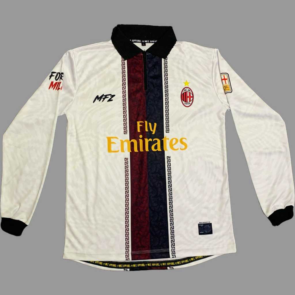 AC Milan RETRO WHITE Longslve Jersey / Vintage Jersey / คุณภาพระดับพรีเมียม