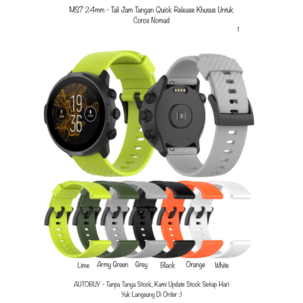 MS7 24mm Watch Strap Coros Nomad - สายนาฬิกายางซิลิโคน