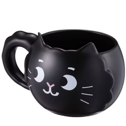 STARBUCKS HALLOWEEN CAT COOKIE FACE BLACK MUG