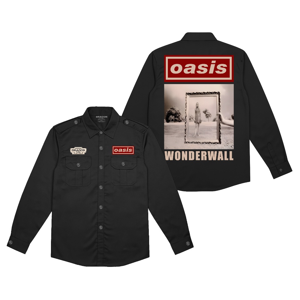 Oasis Wonderwall Pdh รองเท้าทํางานผู้ชายแขนยาวอเมริกันเจาะมังกรเสื้อผ้าวัสดุ