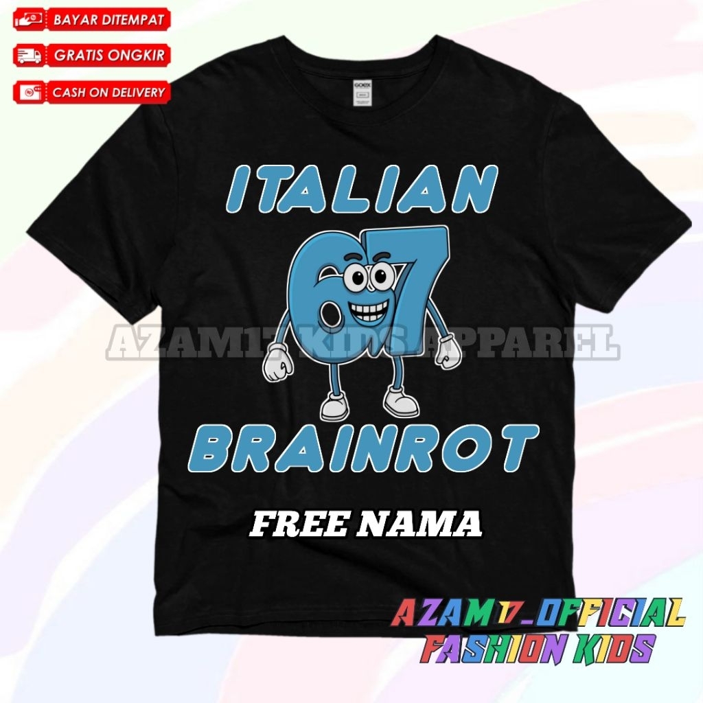 เสื้อยืดเด็ก เสื้อผ้าเด็ก Anomali Italian Brainrot Six Seven 67 ชื่อฟรี / เสื้อยืดเด็ก Anomali Six S