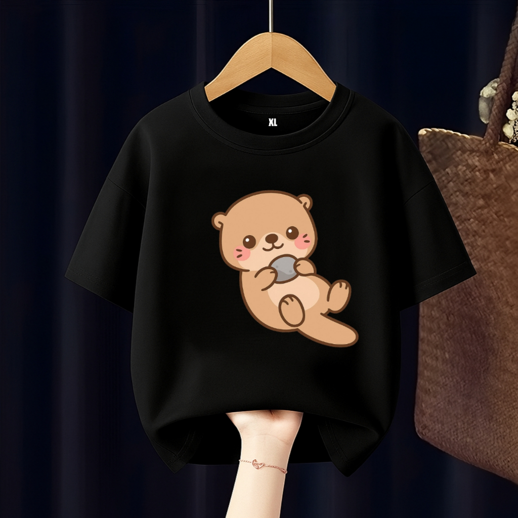 OTTER CUTE CHILDRENS เสื้อยืด OTTER ANIMAL CUTE FREE CUSTOM NAME