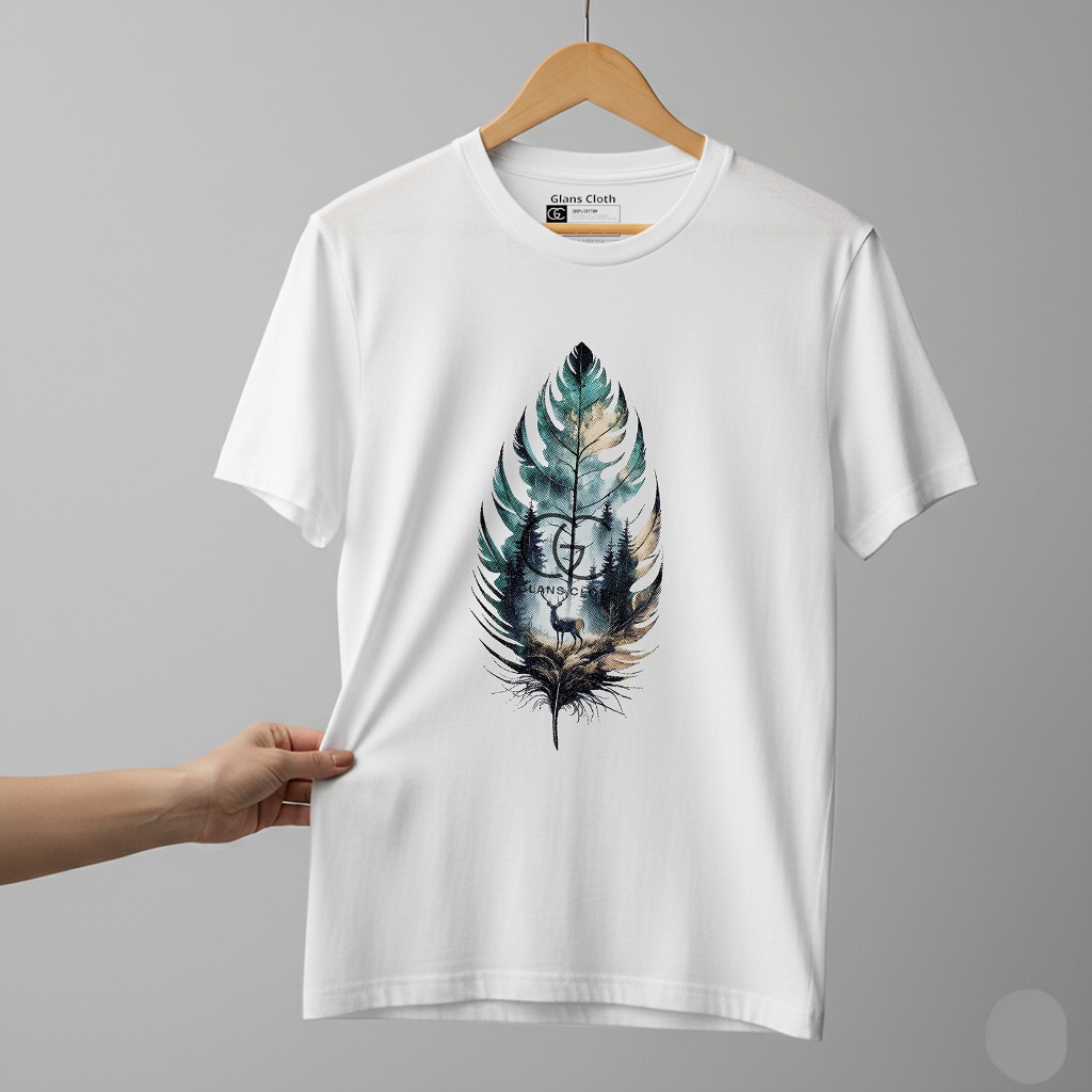 SKD - เสื้อยืด distro พร้อมใบและโมติฟธรรมชาติ หวีคอตตอน 100%