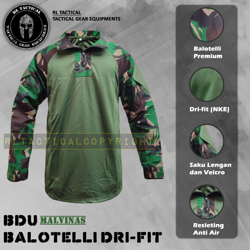 TACTICAL เสื้อ BDU COMBAT เสื้อ TACTICAL DRY FIT CAMO TNI MALVINAS คอสูง TUTLENECK แขนยาว