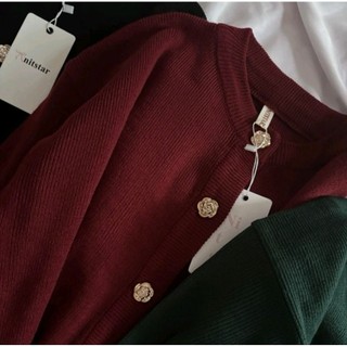 Calluna Knit Cardigan Kancing Bunga Import Atasan Wanita Knitwear Outer Kardigan Sweater