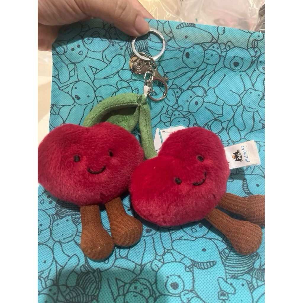 [ฟรี DUSTBAG] JELLYCAT CHERRY TWINS BAGCHARM KEYCHAIN