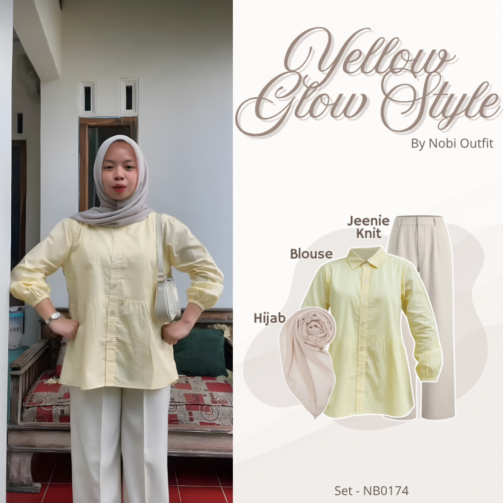 3 In 1 Modern Womens Suit Top Nobi Outfit Kyren Blouse สไตล์เกาหลี (Hijab + Blouse + Jennie Knit) Ca