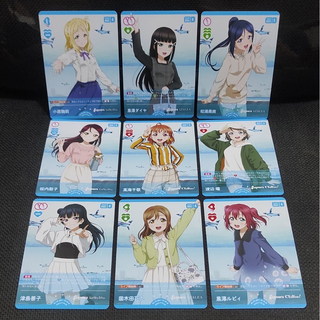 ชุดการ์ดเกมอย่างเป็นทางการ TCG Love Live 9 ชิ้น Loveka Aqours C ต้นฉบับญี่ปุ่น NM