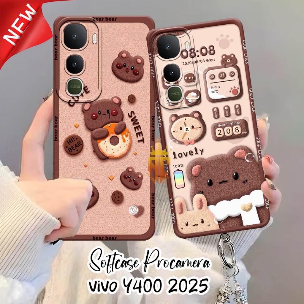 Softcase VIVO Y400 4G/5G - VIVO Y04S - Y04 - Y29 4G/5G Softcase Camera Protector Bear Brown Motif Cu