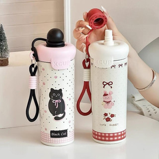 Tumbler Botol Minum Aesthetic Lucu 650ML Anti Tumpah dan Tahan Dingin Stainless Steel 316