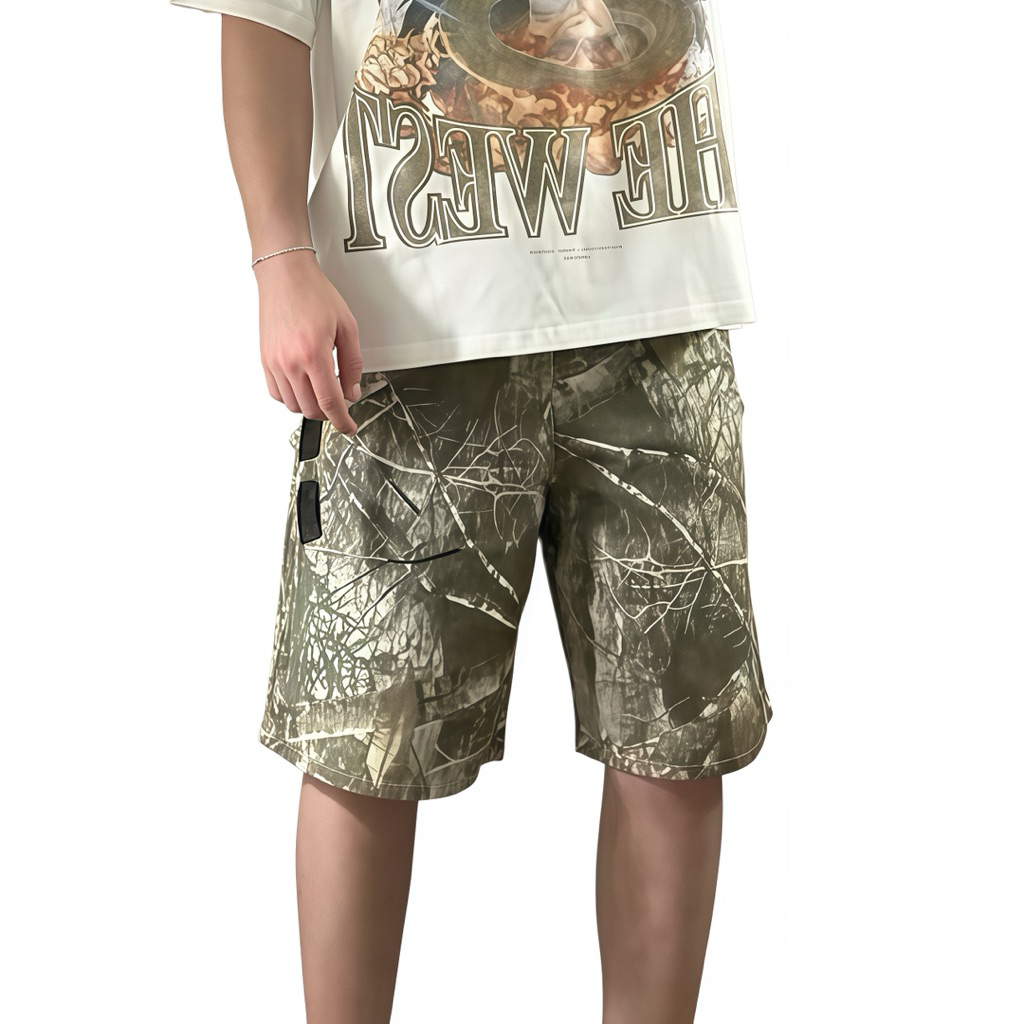 LESKIE Jorts Baggy Short Camo Real Tree Pants Unisex - กางเกงขาสั้น Jorts Baggy Camo Motif Real Tree