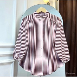 ALW-Azura Kemeja Salur Wanita Terbaru Atasan Rayon Wanita Busui