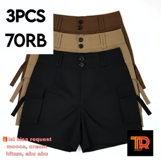GEBYAR PROMO [70rb dapat 3pcs] celana pendek cargo cewek hotpants Casual variasi dua kancing