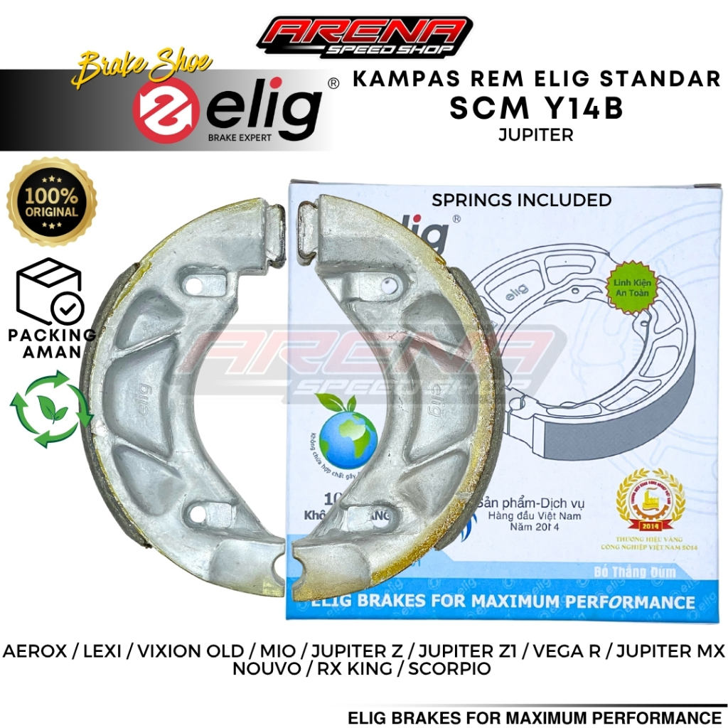ELIG SCM-Y14B ผ้าเบรคมาตรฐาน Aerox - ผ้าเบรคดรัม Vega ZR RX King Jupiter Z MX Z1 เดิม