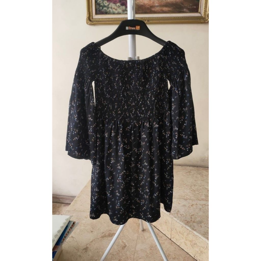 เดรสลายดอกไม้สีกรมท่า zalora