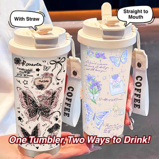 Tumbler Coquette Butterfly Botol 500ml Stainless Steel 316 Sedotan Portable Botol Minum Aesthetics Souvenir Ulangtahun Anak