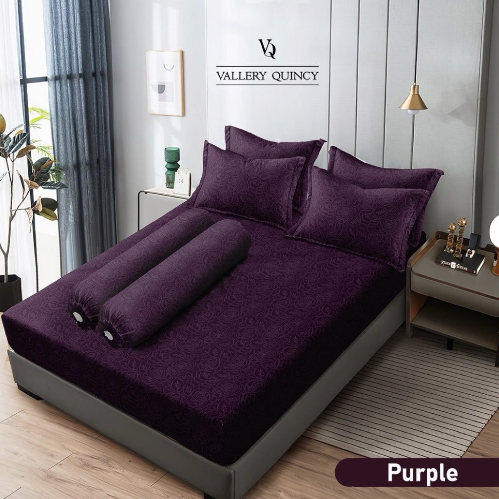 ผ้าปูที่นอน Vallery ขนาด 160t30 TUFFAH AIRY ZELENA LIGHTPURPLE สีม่วงแดง
