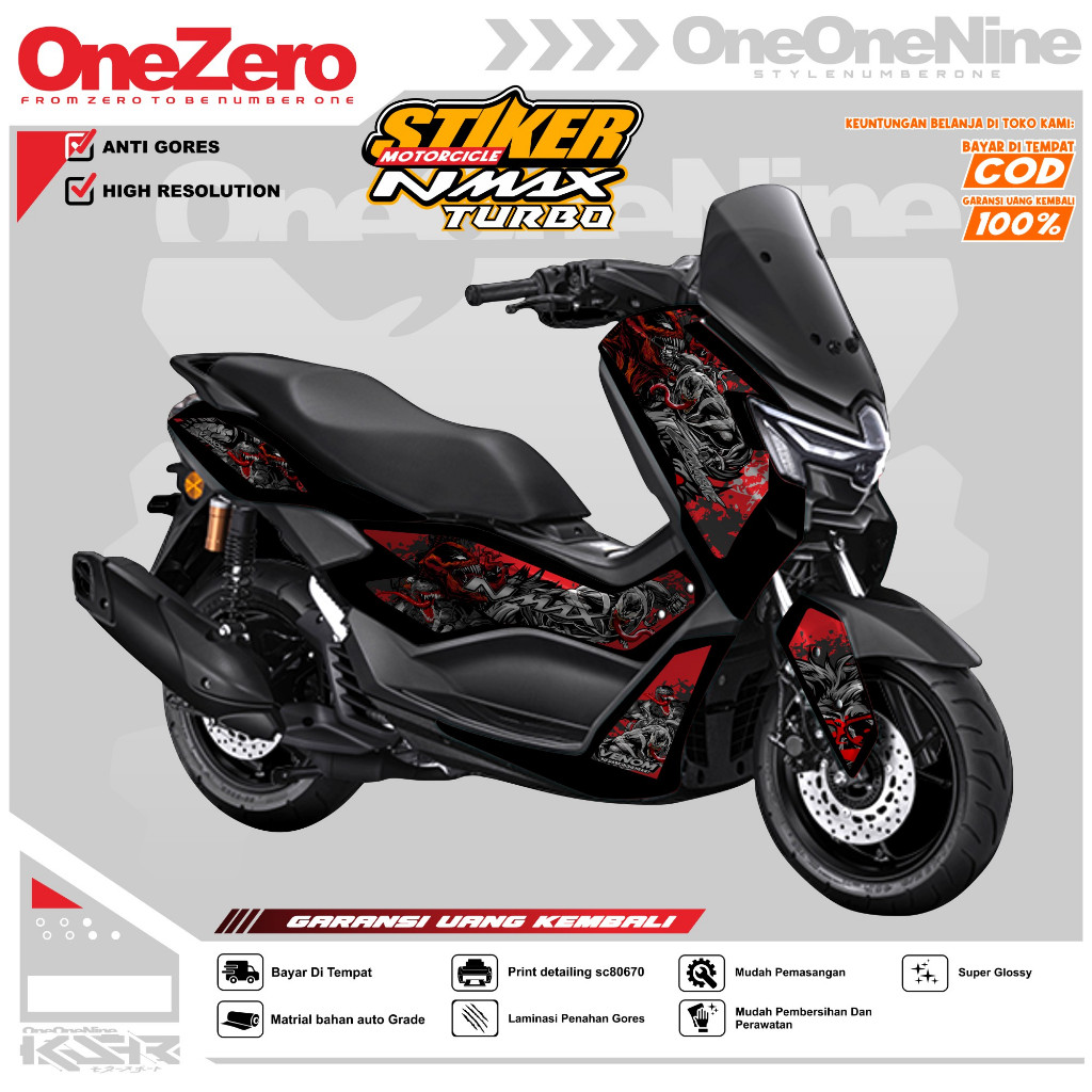 Nmax TURBO 2025 Striping สติ๊กเกอร์ Nmax Turbo 2025 สติ๊กเกอร์ Venom Motif Motorcycle List Variation