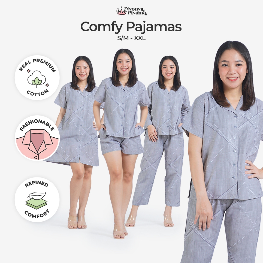 คุณนาง Comfy Pyjamas Cotton Set - โดฟ