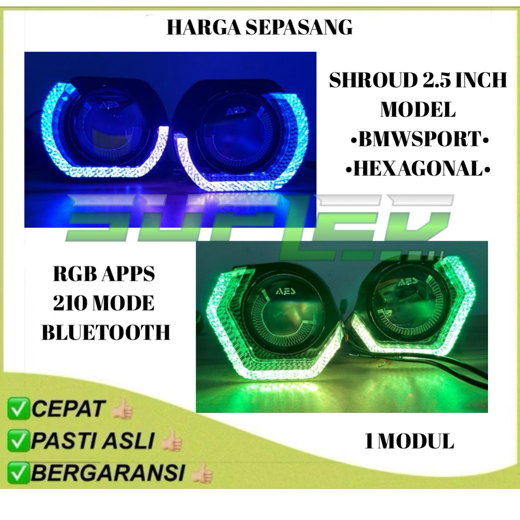 2.5 นิ้วอะคริลิคกีฬา HEXAGONAL SHROUD 1 โมดูล PAIR RGB APPS 210 โหมด