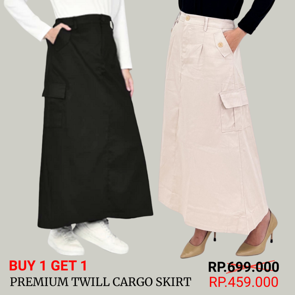 KATUN BUY 1 แถม 1 Lezahrasignature Maxi Twill Aline Cargo กระโปรงผ้าฝ้ายพรีเมี่ยมความยาว 91 ซม.พอดี 