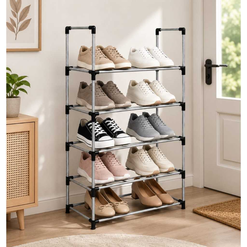 SIMPLE 5-TIER ALUMINIUM SHOE RACK BUT
