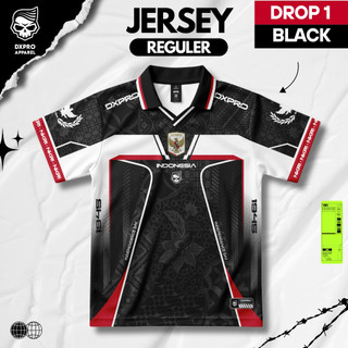 DXPRO - Jersey Reguler Edisi Kemerdekaan HUT RI Indonesia 1945 - Premium Black Drop 1 Exclusive Independence Day Unisex