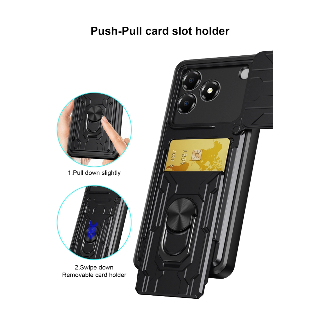 ZTE Nubia A36 - CardX Flip Lens Card Ring Army Armor Case กันกระแทก