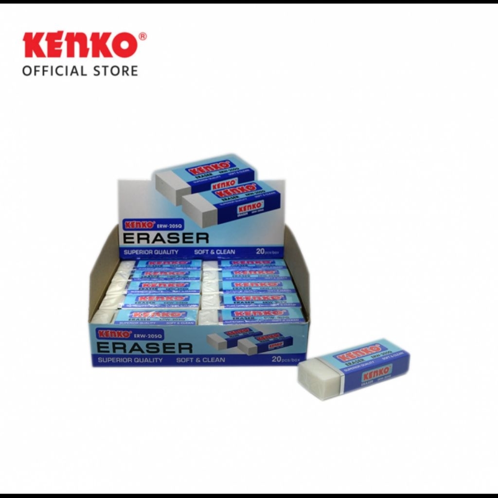[กล่อง 20] KENKO ERW-20SQ LARGE PENCIL ERASER / KENKO CLEAN WHITE PENCIL ERASER / 2B PENCIL ERASER