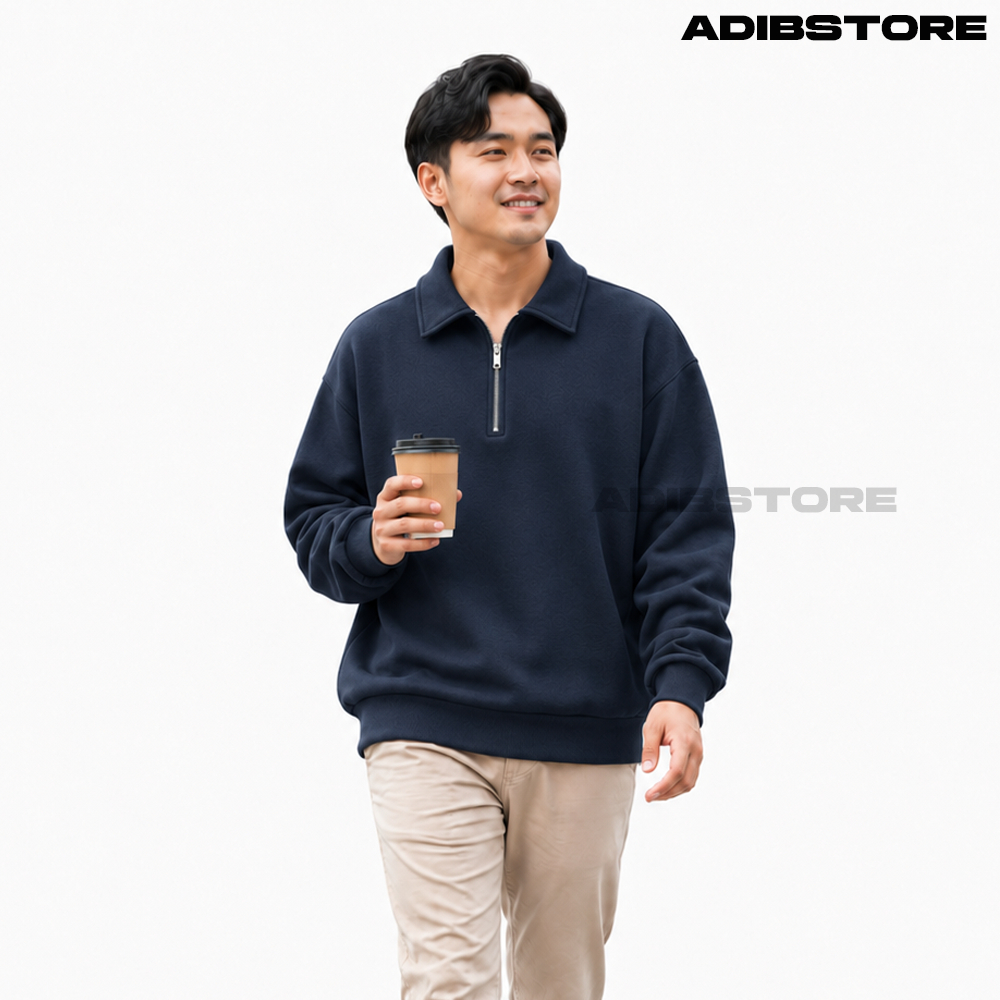 Rugby Half Zipper Crewneck Sweater เสื้อแจ็คเก็ตสําหรับผู้ชายและผู้หญิง