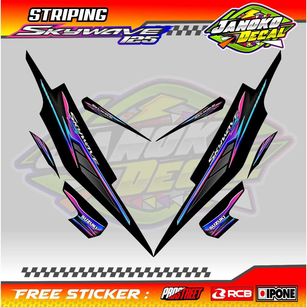 SUZUKI SKYWAVE 125 MOTORCYCLE VARIATION STRIPING / SUZUKI SKYWAVE 125 MOTORCYCLE LIST STICKER