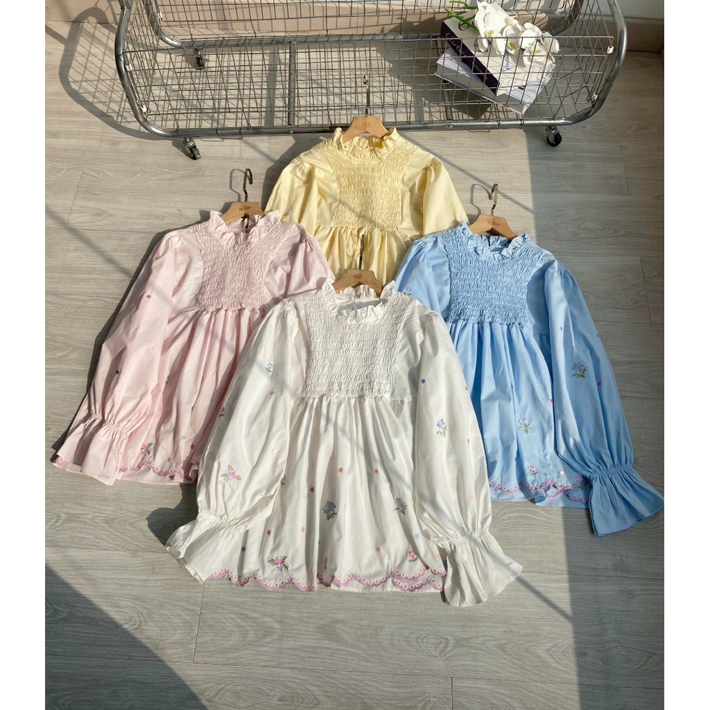 KATUN Hawwa Outlet - เสื้อสม็อคผ้าฝ้าย Popplin