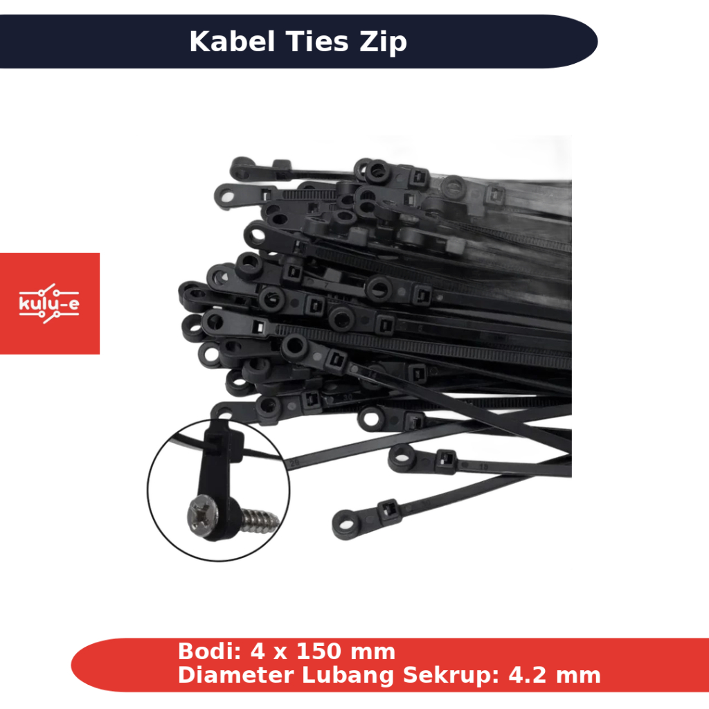 Cable Ties Zip Screw Hole Cable นํากลับมาใช้ใหม่ได้ 100 ชิ้น 5x Z150 200 มม.สีดํา