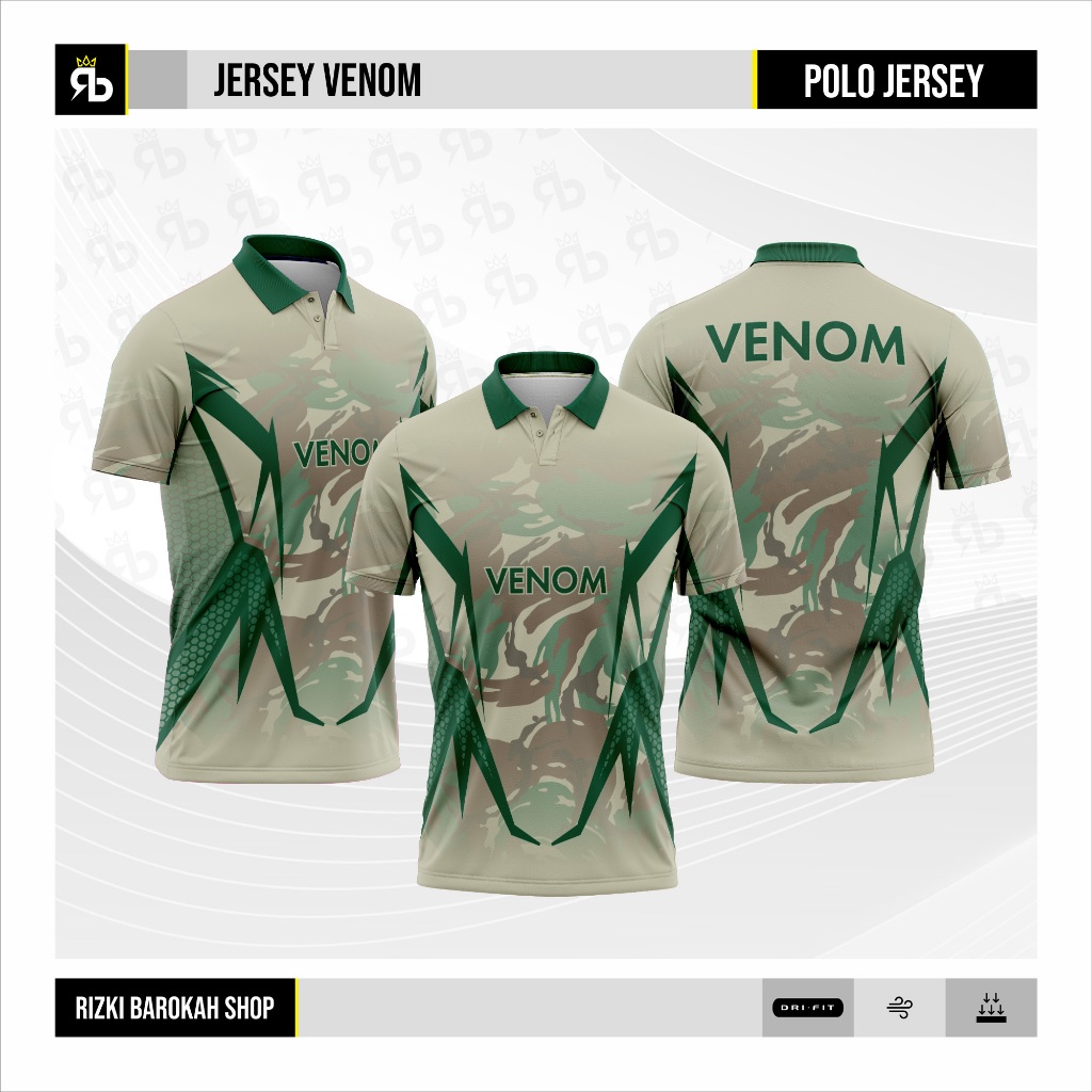 RIZKI BAROKAH Polo VENOM แขนสั้น / VENOM ชุดกีฬาแขนสั้น / VENOM เสื้อ Milano พอดีตัวแห้ง