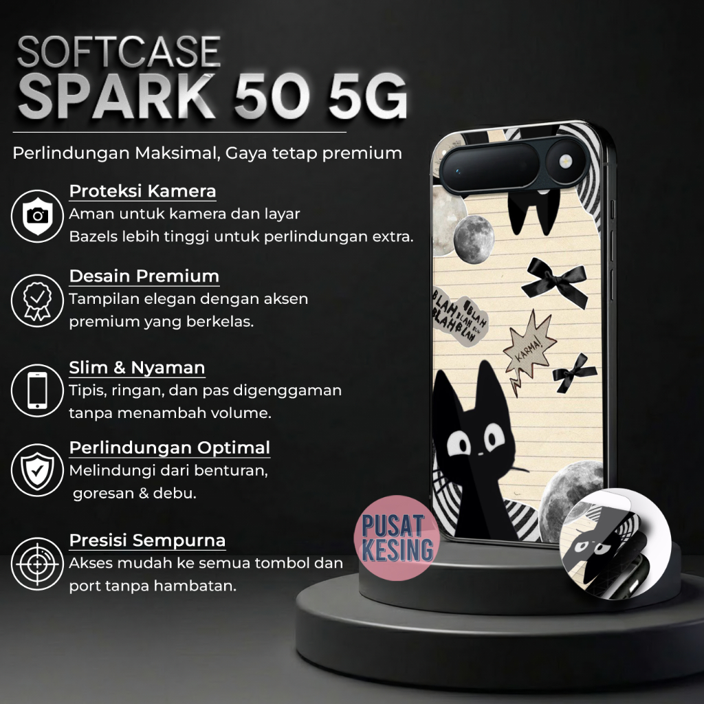 เคส Tecno Spark 50 5g ล่าสุดพร้อมลายสุนทรียศาสตร์ วัสดุซิลิคอนเคลือบเงา พร้อมการป้องกันกล้อง Anti-Sh