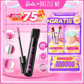 [EXCLUSIVE] Barbie x DAZZLE ME Lock & Pop! 3D Curl-ing Iron Mascara Tahan Lama 24 Jam hasil bulu mata Terangkat Bervolume Maskara Smudgeproof Transferproof Waterproof
