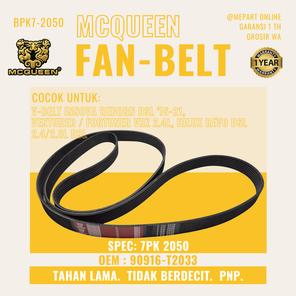 เข็มขัดพัดลม V BELT V-BELT BELT INNOVA REBORN DSL 16-21, VENTURER / FORTUNER VRZ 2.4L, HILUX REVO DS