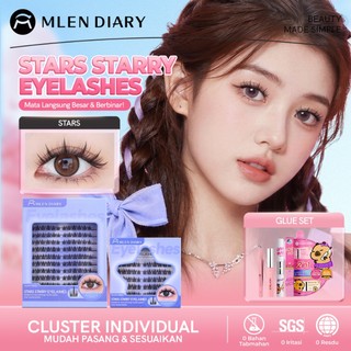 MLEN DIARY STARS Series Bulu Mata Palsu Keriting C Alami Individu yang Dapat Digunakan Kembali -Panjang 9-12 mm- Set Ekstensi Bulu Mata Mlen Diary dengan Lem