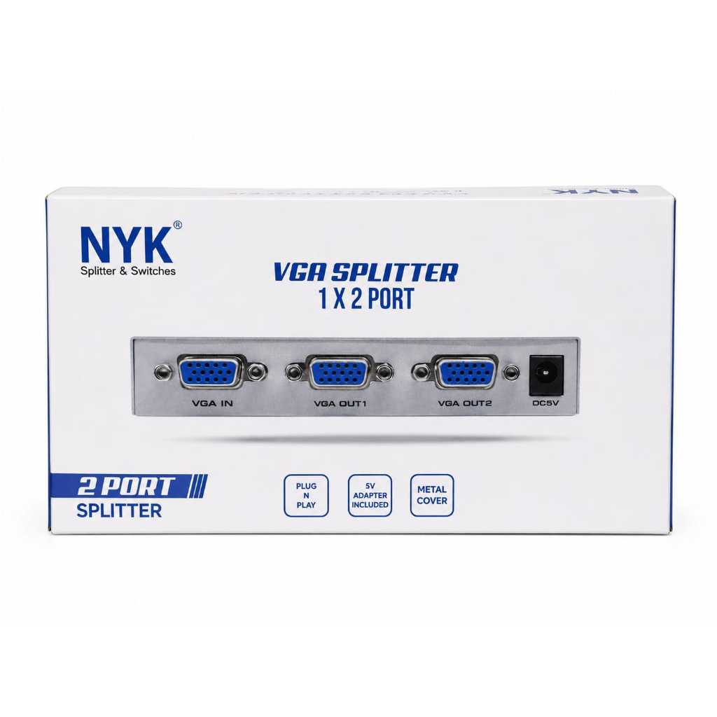 VGA SPLITTER NYK 1X2PORT - VGA SPLITTER 2 PORT NYK