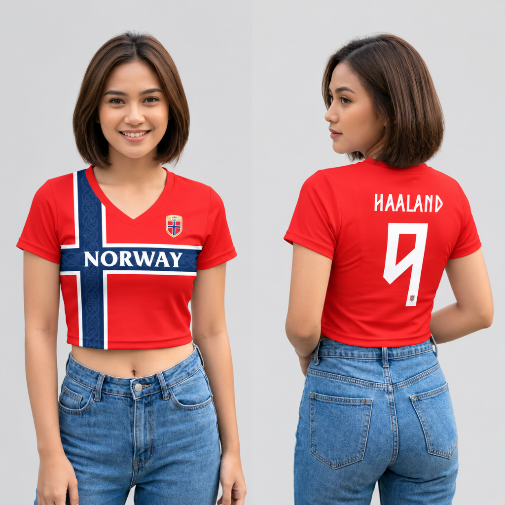 JERSEY CROP TOP V-NECK ERLING BRAUT HAALAND 9 NORWAY
