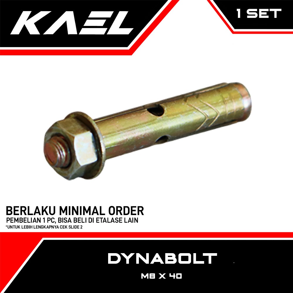 WHOLESALE Dynabolt M8 X 40 คอนกรีต Bolt Baud สกรูสกรู Ramset Dyna Dinabol Anchor Bolt Bold 8mm x 40m
