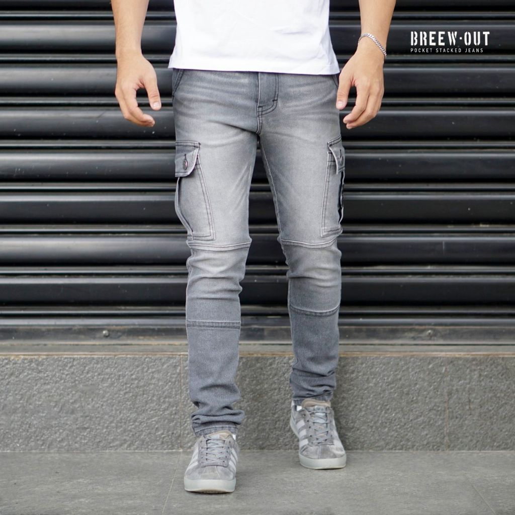 MENS CARGO JEANS PANTS - MENS BIKER JEANS PANTS - กางเกงยีนส์