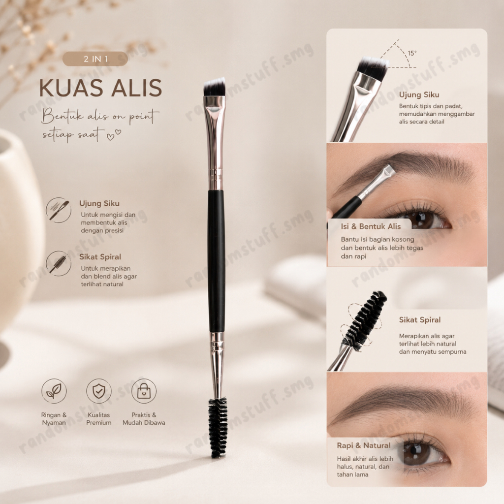 2 IN 1 EYEBROW BRUSH EYELINNER BRUSH MAKEUP BRUSH 2 IN 1 SPOOLIE BRUSH