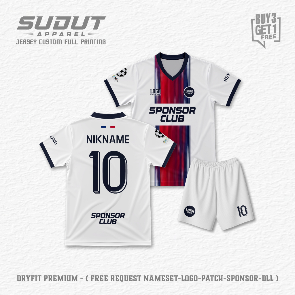 FANTASY PSGM AWAY SPORT CUSTOM JERSEY 26-27 พิมพ์เต็ม I ฟรี NAME & NUMBER I CORNER APPAREL