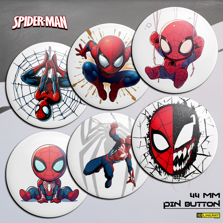 SPIDERMAN VENOM 3D ผ้าใบลามิเนตโฮโลแกรมกันน้ํา 44 มม. ปุ่มพิน