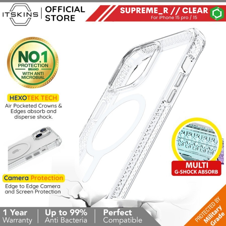 เคส iPhone 15 / 15 Pro / 15 Pro Max / 15 Plus - ITSKINS Supreme R CLEAR Casing iPhone 15 Series Mags