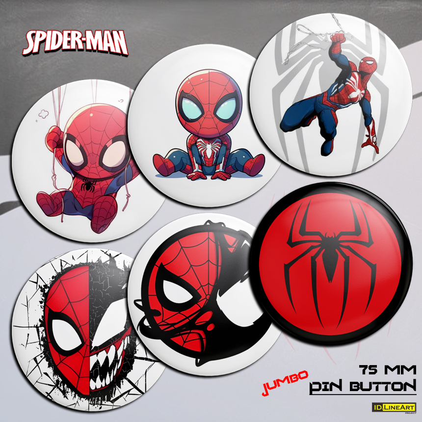 JUMBO SPIDERMAN VENOM 3D ผ้าใบลามิเนตโฮโลแกรมกันน้ํา 75 มม. ปุ่มพิน